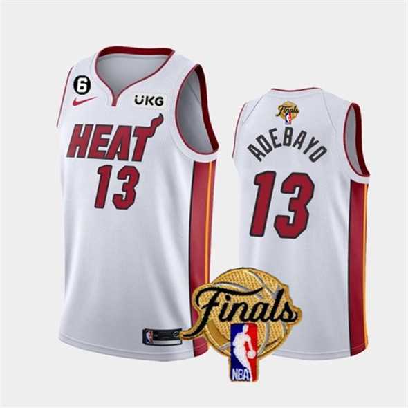 Mens Miami Heat #13 Bam Adebayo White 2023 Finals Association Edition With NO.6 Patch Stitched Basketball Jersey
